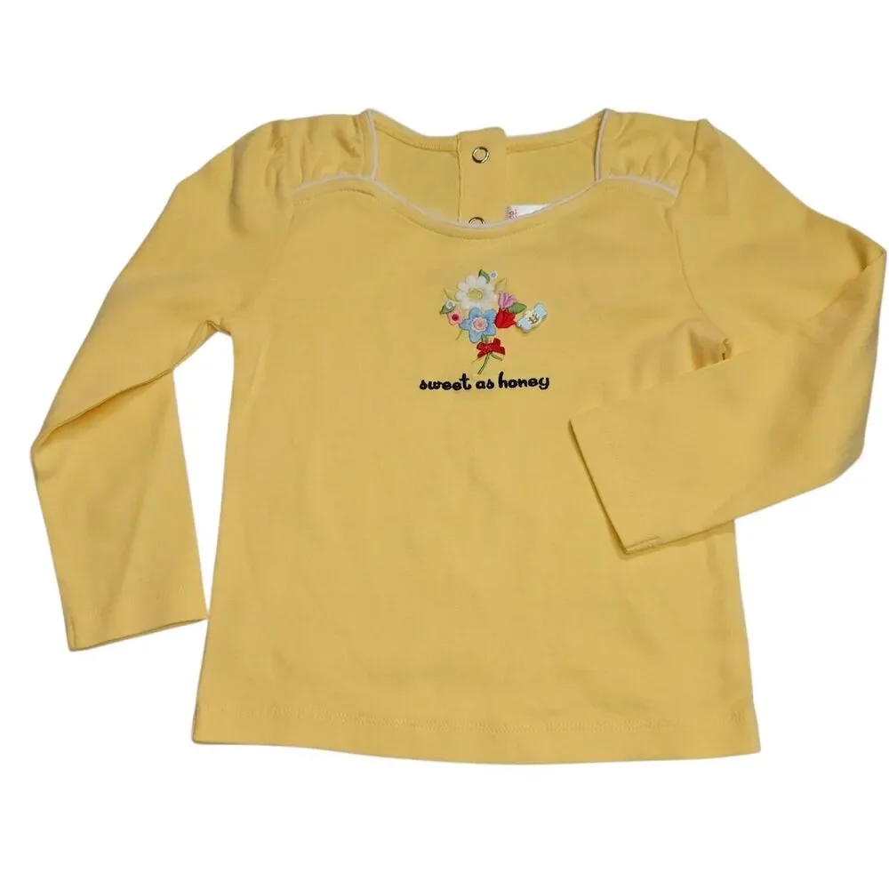 Vintage Gymboree Long Sleeved T Shirt Size 3T Yellow Sweet As Honey 100% Cotton